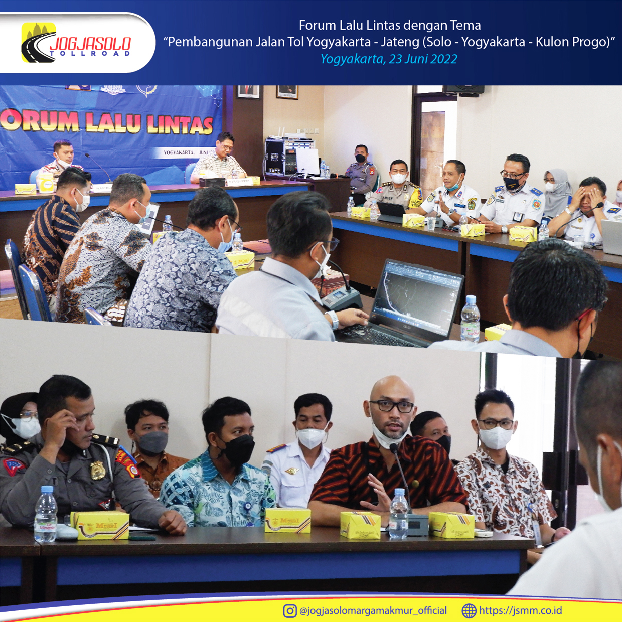 Dalam kegiatan tersebut dilanjutkan dengan Diskusi yang hangat dan lancar serta banyak masukan dan dukungan yang diberikan oleh seluruh stakeholder yang hadir. JMM sangat berterima kasih atas dukungan dan perhatian dari seluruh pihak yang terlibat pada kegiatan Forum Lalu Lintas tersebut. 