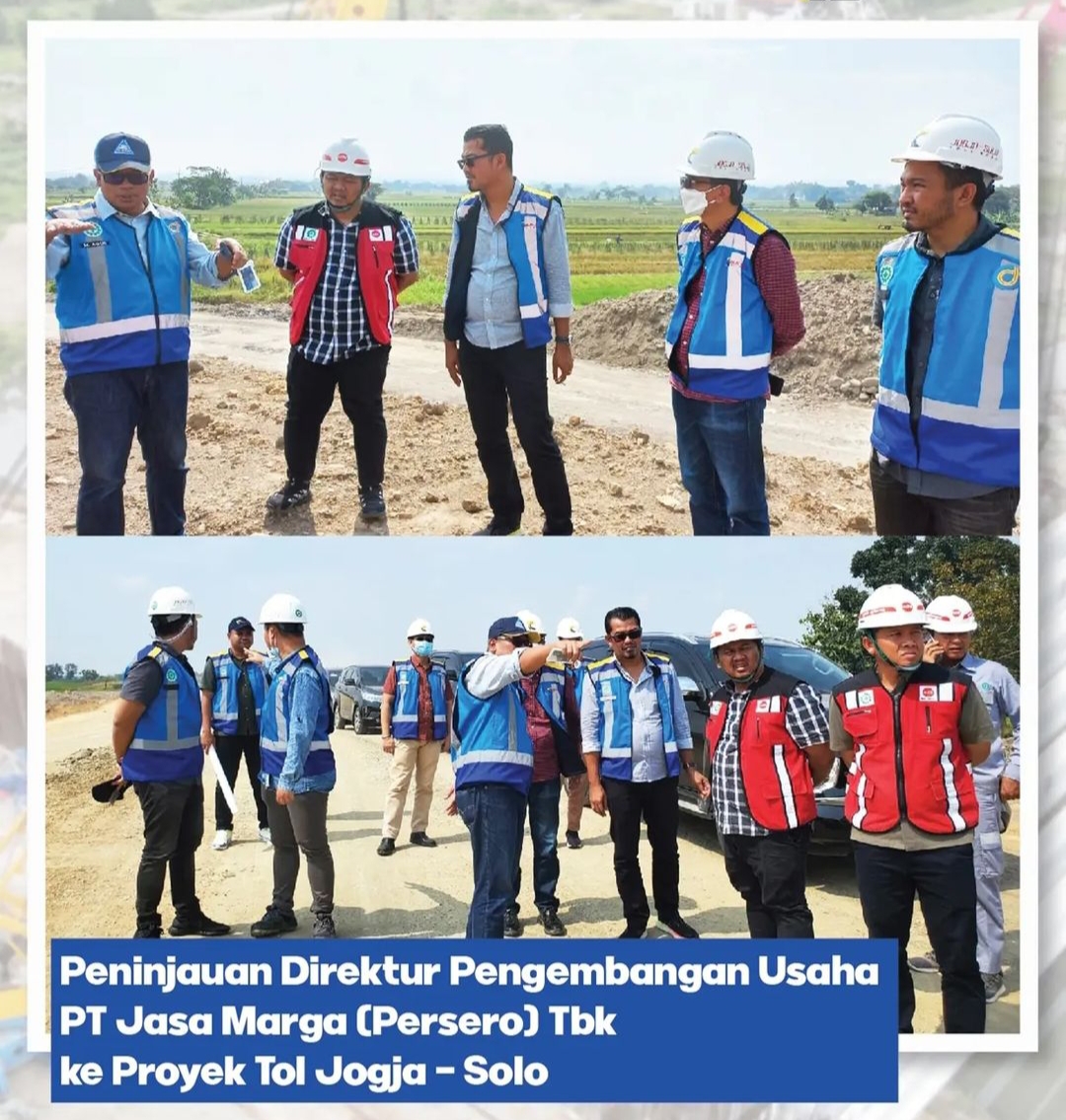 Dalam rangka monitoring kesiapan jalur fungsional lebaran 2023, Direktur Pengembangan Usaha PT Jasa Marga (PERSERO) Tbk, M. Agus Setiawan melakukan tinjauan lapangan ke Proyek Jalan Tol Jogja-Solo
Peninjauan ini di pimpin langsung oleh Direktur Utama PT Jogjasolo Marga Makmur (JMM) Suchandra P. Hutabarat di dampingi oleh Tim Teknik JMM dan penyedia jasa Konstruksi dalam kesempatan ini rombongan melihat langsung progres Konstruksi serta kesiapan jalur sepanjang 6 KM